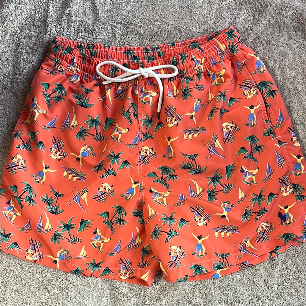 Polo by Ralph Lauren Orange Tropical Print Swim trunk